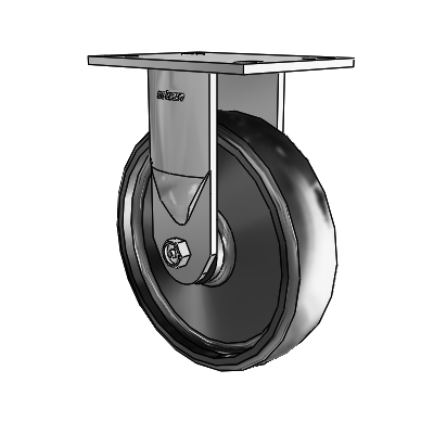 6 Series Casters Top Plate Rigid Zinc Caster with 8 x 2 Black Endura Solid Elastomer Wheel