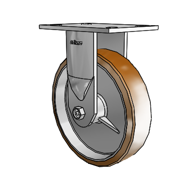 6 Series Casters Top Plate Rigid Zinc Caster with 8 x 2 Brown on Silver Moldon Nylon (Aluminum Core) Wheel