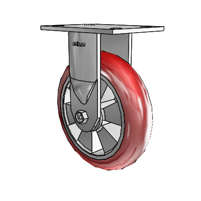6 Series Casters Top Plate Rigid Zinc Caster with 8 x 2 Red on Silver Triumph (Round/Red) Wheel
