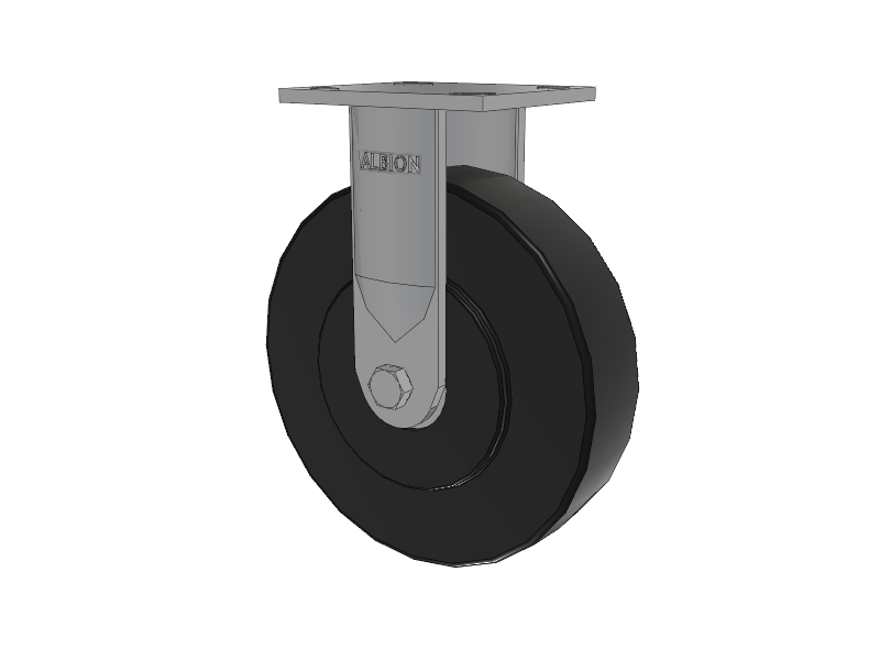 16 Series Top Plate Rigid Caster with 8 x 2 Black Polymer NX - Trionix High Impact Polymer Wheel