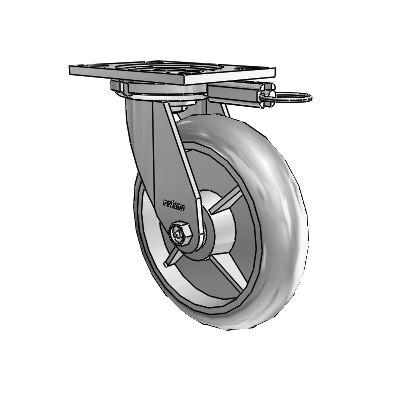 6 Series Casters Top Plate Swivel Zinc Caster with 8 x 2 Grey on Grey Performa Rubber (Round/Grey) Wheel