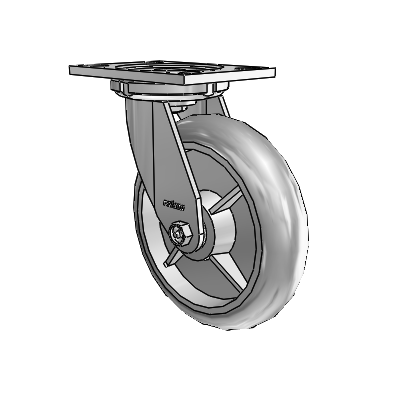 6 Series Casters Top Plate Swivel Zinc Caster with 8 x 2 Grey on Grey Performa Rubber (Round/Grey) Wheel