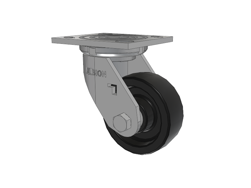 16 Series Top Plate Swivel Caster with 4 x 1.5 Black Polypropylene PB - Polypropylene Wheel
