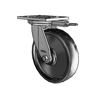 6 Series Casters Top Plate Swivel Zinc Caster with 8 x 2 Black Endura Solid Elastomer Wheel