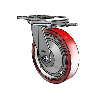 6 Series Casters Top Plate Swivel Zinc Caster with 8 x 2 Maroon on Grey Polyurethane HI-TECH Wheel