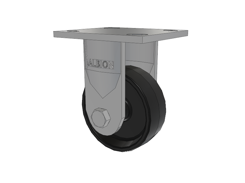 16 Series Top Plate Rigid Caster with 4 x 1.5 Black Polypropylene PB - Polypropylene Wheel