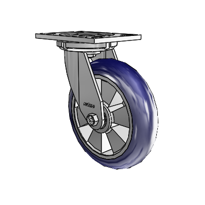 6 Series Casters Top Plate Swivel Zinc Caster with 8 x 2 Blue on Silver Triumph (Round/Blue) Wheel