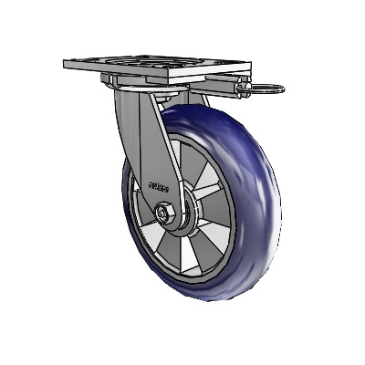 6 Series Casters Top Plate Swivel Zinc Caster with 8 x 2 Blue on Silver Triumph (Round/Blue) Wheel