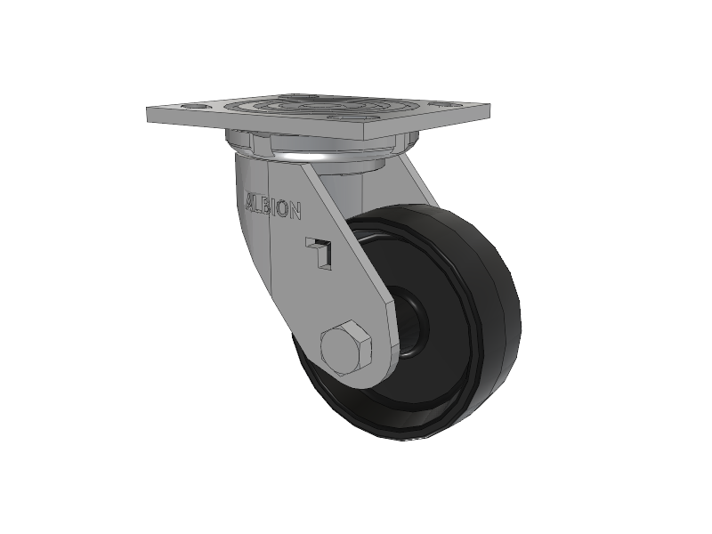 16 Series Top Plate Swivel Caster with 4 x 1.5 Black Polypropylene PB - Polypropylene Wheel