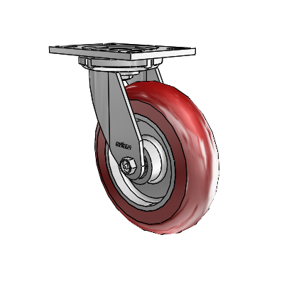 6 Series Casters Top Plate Swivel Zinc Caster with 8 x 2 Maroon on Silver CG Max Maroon Wheel