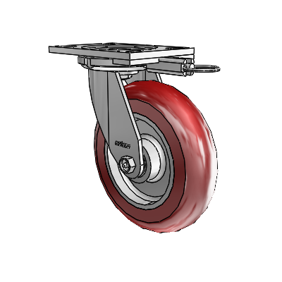6 Series Casters Top Plate Swivel Zinc Caster with 8 x 2 Maroon on Silver CG Max Maroon Wheel