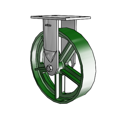 6 Series Casters Top Plate Rigid Zinc Caster with 10 x 2.5 Green Cast Iron Wheel