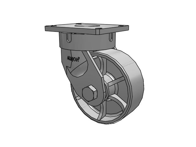 600 Series Top Plate Swivel Caster with 8 x 3 Grey Enamel CA - Cast Iron Wheel