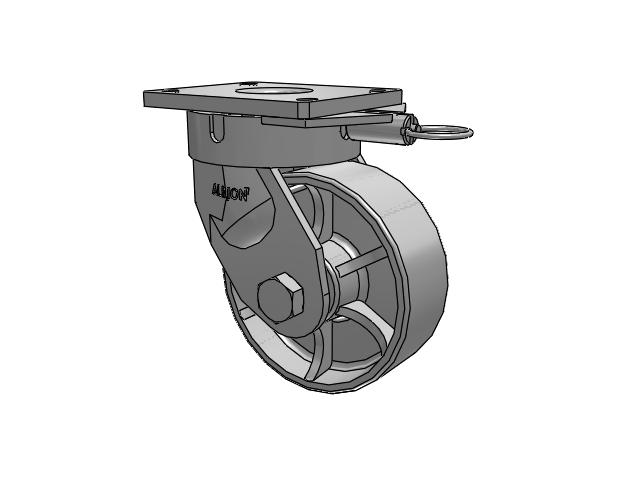 600 Series Top Plate Swivel Caster with 8 x 3 Grey Enamel CA - Cast Iron Wheel