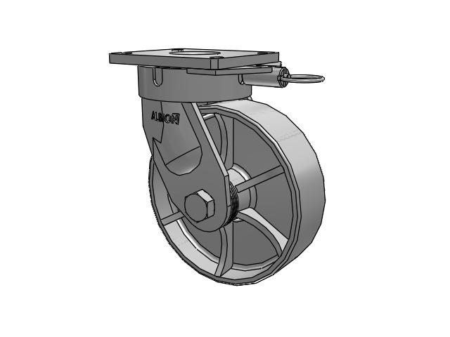 600 Series Top Plate Swivel Caster with 10 x 3 Grey Enamel CA - Cast Iron Wheel