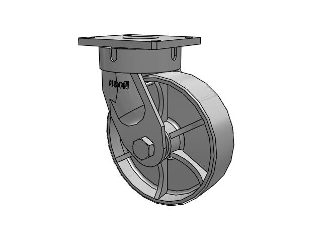 600 Series Top Plate Swivel Caster with 10 x 3 Grey Enamel CA - Cast Iron Wheel
