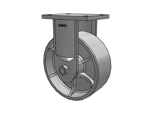 600 Series Top Plate Rigid Caster with 10 x 4 Grey Enamel CA - Cast Iron Wheel