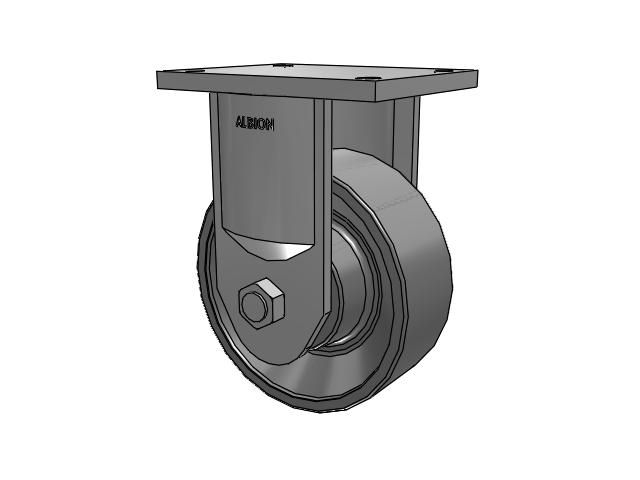 600 Series Top Plate Rigid Caster with 8 x 3 Clear Coat Enamel FH - Drop-Forged Steel (Large Bore) Wheel