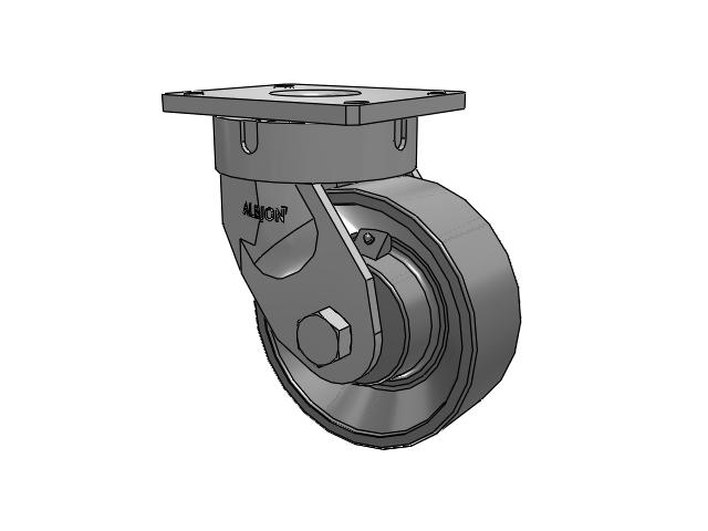 600 Series Top Plate Swivel Caster with 8 x 3 Clear Coat Enamel FH - Drop-Forged Steel (Large Bore) Wheel