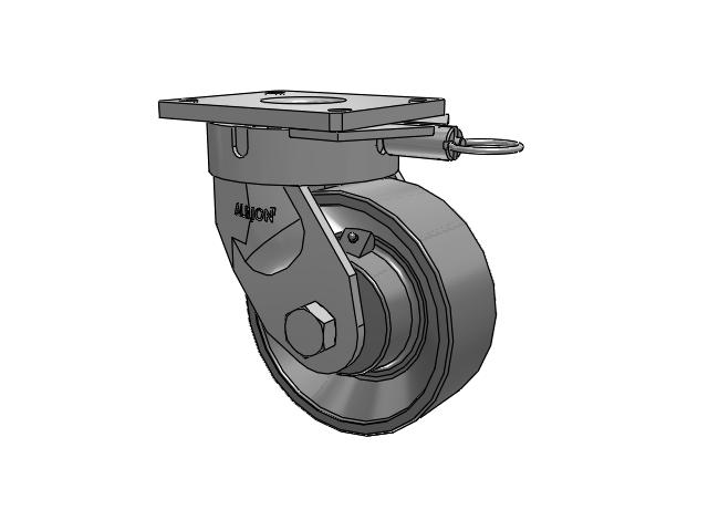 600 Series Top Plate Swivel Caster with 8 x 3 Clear Coat Enamel FH - Drop-Forged Steel (Large Bore) Wheel