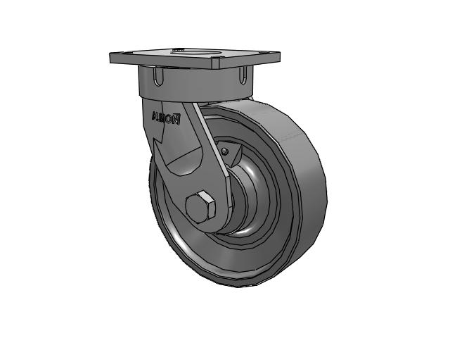 600 Series Top Plate Swivel Caster with 10 x 3 Clear Coat Enamel FH - Drop-Forged Steel (Large Bore) Wheel