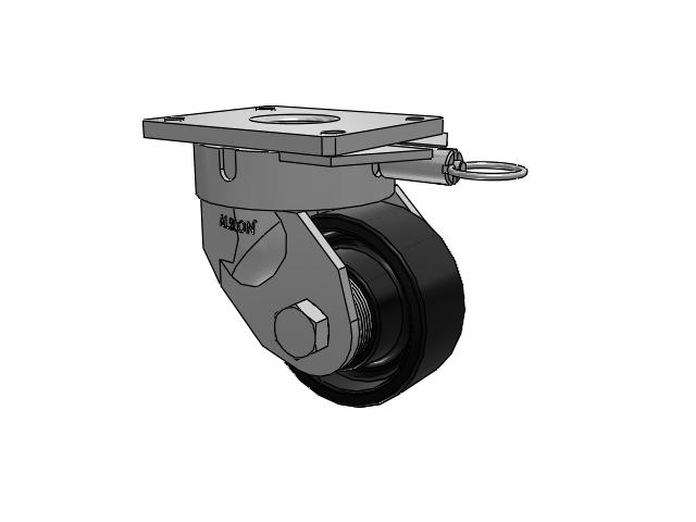 600 Series Top Plate Swivel Caster with 6 x 2.5 Black Paint FM - Ductile Iron Flat Tread Wheel