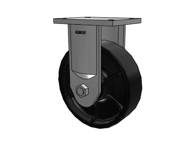 600 Series Top Plate Rigid Caster with 10 x 3 Black Paint FM - Ductile Iron Flat Tread Wheel