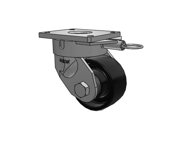 600 Series Top Plate Swivel Caster with 6 x 3 Black Paint FR - Ductile Iron Crowned Tread Wheel