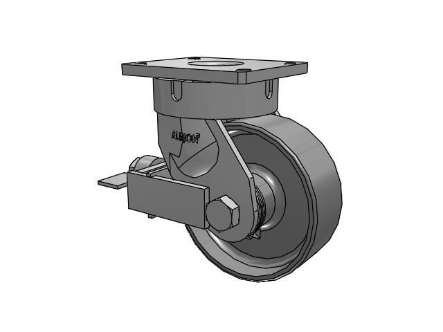 600 Series Top Plate Swivel Caster with 8 x 3 Clear Coat Enamel FS - Drop-Forged Steel Wheel and Face Brake