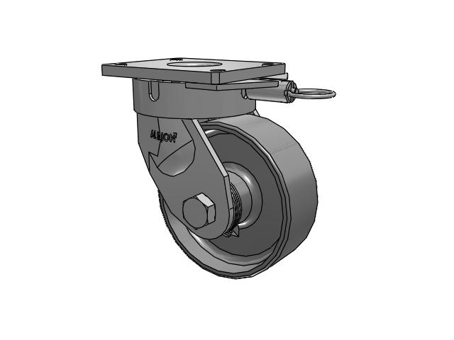 600 Series Top Plate Swivel Caster with 8 x 3 Clear Coat Enamel FS - Drop-Forged Steel Wheel