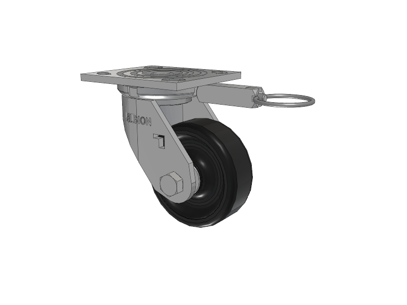 16 Series Top Plate Swivel Caster with 4 x 1.5 Black Polypropylene PB - Polypropylene Wheel
