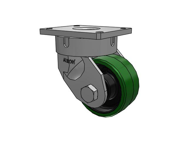 600 Series Top Plate Swivel Caster with 6 x 3 Green Tread on Black Cast Iron Core PX - Thick Polyurethane (Cast Iron Core) Wheel
