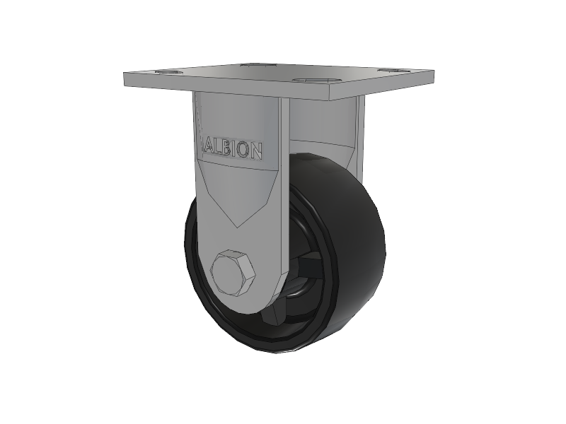 16 Series Top Plate Rigid Caster with 4 x 2 Black Polypropylene PB - Polypropylene Wheel