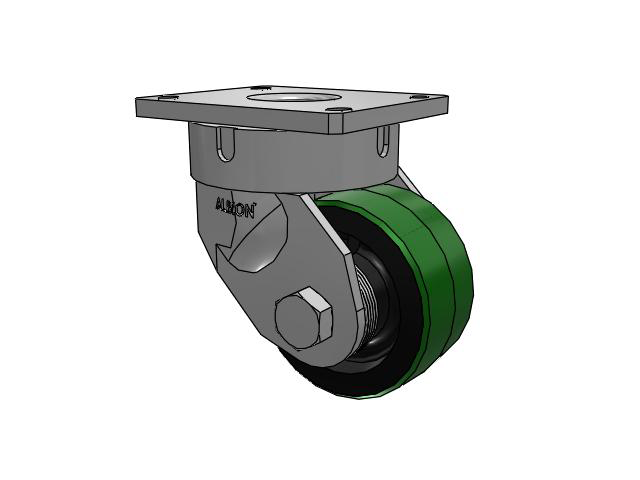 600 Series Top Plate Swivel Caster with 6 x 3 Green Tread on Black Cast Iron Core PY - Polyurethane (Cast Iron Core) Wheel