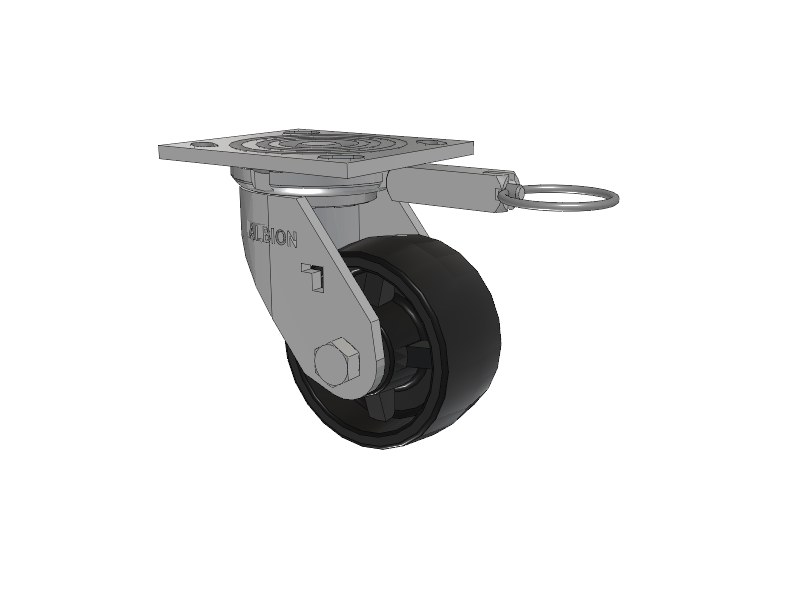 16 Series Top Plate Swivel Caster with 4 x 2 Black Polypropylene PB - Polypropylene Wheel