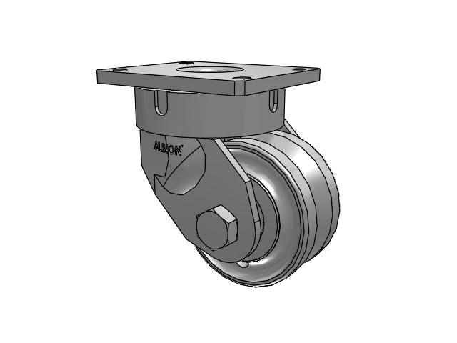 600 Series Top Plate Swivel Caster with 6 x 3 Clear Coat Enamel VF - Drop-Forged Steel V-Groove Wheel
