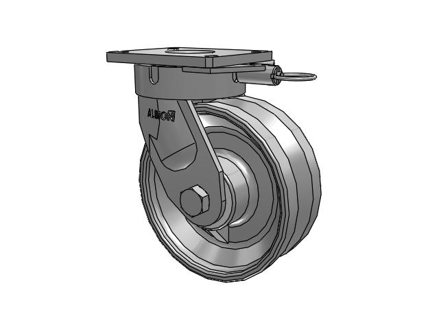 600 Series Top Plate Swivel Caster with 10 x 4 Clear Coat Enamel VF - Drop-Forged Steel V-Groove Wheel