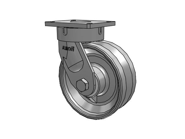 600 Series Top Plate Swivel Caster with 10 x 4 Clear Coat Enamel VF - Drop-Forged Steel V-Groove Wheel