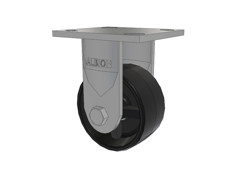 16 Series Top Plate Rigid Caster with 4 x 2 Black Polypropylene PB - Polypropylene Wheel