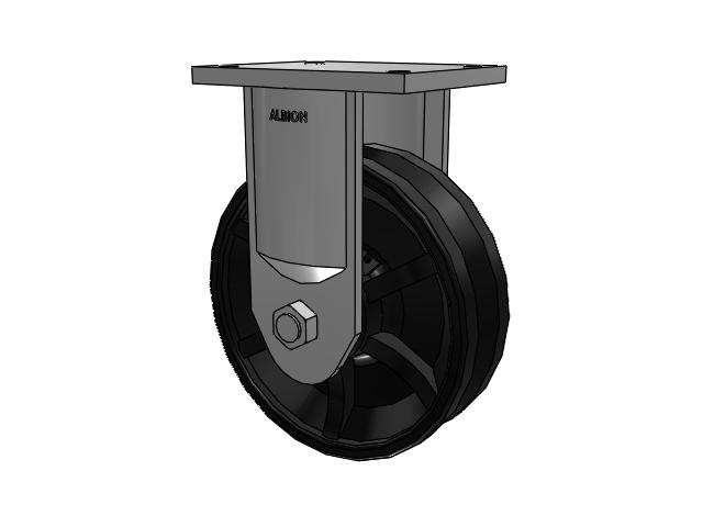 600 Series Top Plate Rigid Caster with 10 x 3 Flat Black Paint VM - Ductile V-Groove Wheel