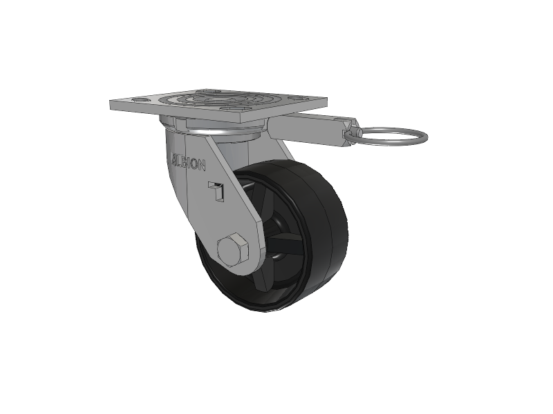 16 Series Top Plate Swivel Caster with 4 x 2 Black Polypropylene PB - Polypropylene Wheel