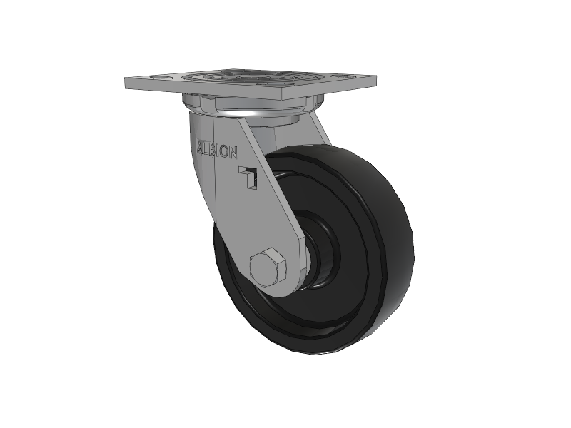 16 Series Top Plate Swivel Caster with 5 x 1.5 Black Polypropylene PB - Polypropylene Wheel