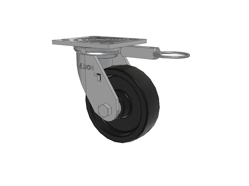 16 Series Top Plate Swivel Caster with 5 x 1.5 Black Polypropylene PB - Polypropylene Wheel