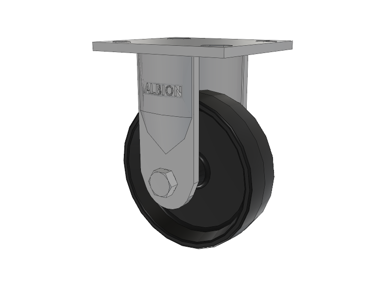 16 Series Top Plate Rigid Caster with 5 x 1.5 Black Polypropylene PB - Polypropylene Wheel