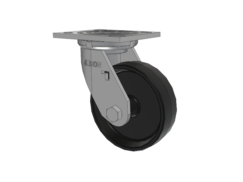 16 Series Top Plate Swivel Caster with 5 x 1.5 Black Polypropylene PB - Polypropylene Wheel
