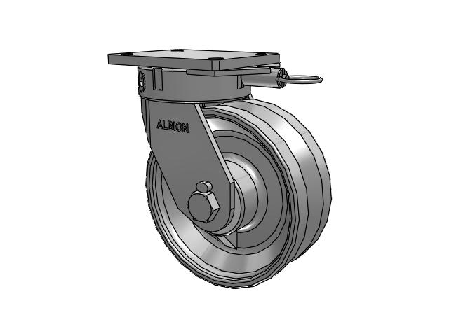 610 Series Top Plate Swivel Clear Coat Enamel Caster with 10 x 4 VF - Drop-Forged Steel V-Groove Wheel