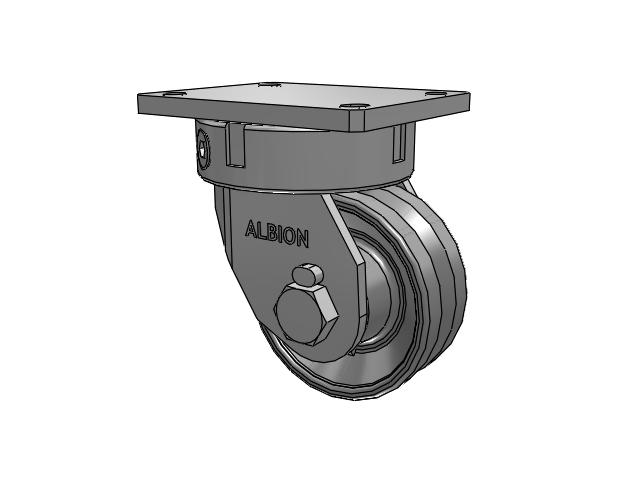 610 Series Top Plate Swivel Silver Enamel Paint Caster with 6 x 2.5 VG - Cast Iron V-Groove Wheel