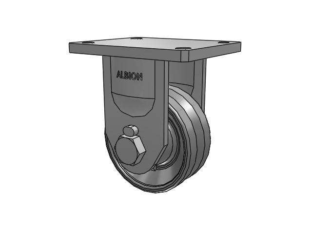 610 Series Top Plate Rigid Silver Enamel Paint Caster with 6 x 2.5 VG - Cast Iron V-Groove Wheel