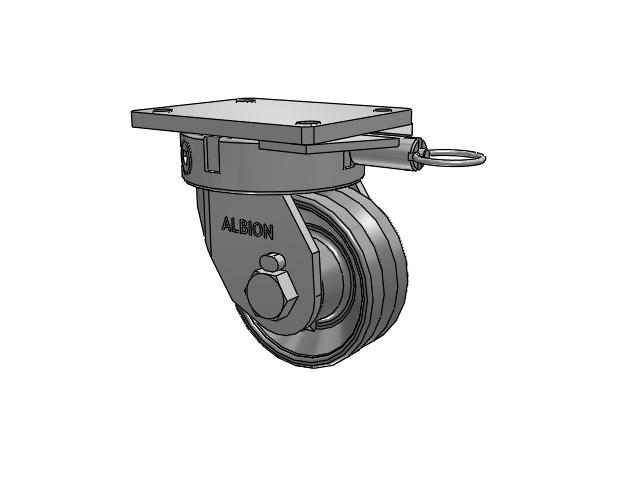 610 Series Top Plate Swivel Silver Enamel Paint Caster with 6 x 2.5 VG - Cast Iron V-Groove Wheel
