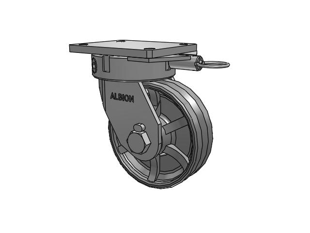 610 Series Top Plate Swivel Silver Enamel Paint Caster with 8 x 2.5 VG - Cast Iron V-Groove Wheel